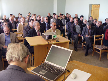 Armenia Fund USA presenting the Agro-Initiative to local farmers in Mardakert, Nagorno-Karabakh