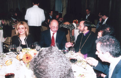 (L to R) President and Mrs. Ghoukassian, Archbishop Barsamian