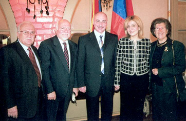 Detroit, L to R: Edmond Azadian, Ovsep Sarafian, President Ghoukasian, Mrs. Ghoukasian, Nadya Sarafian