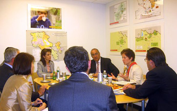 Mary Yovanovitch in the offices of Armenia Fund USA