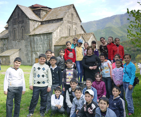 The kids of Akhtala visiting the Armenian Apostolic Church monastery