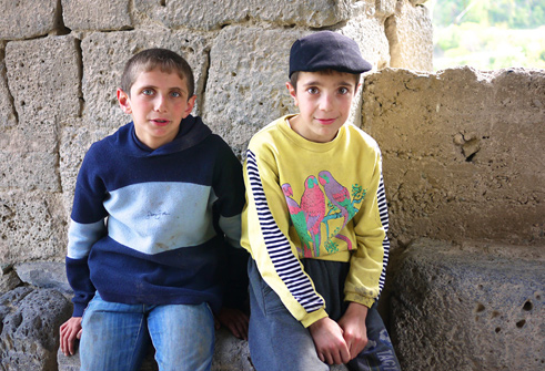 Children playing in Akhtala monastery, Armenia