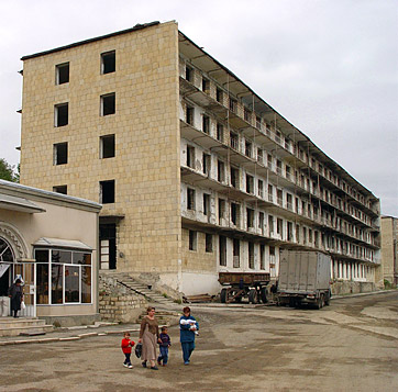 One of the buildings in Shushi damaged during the war